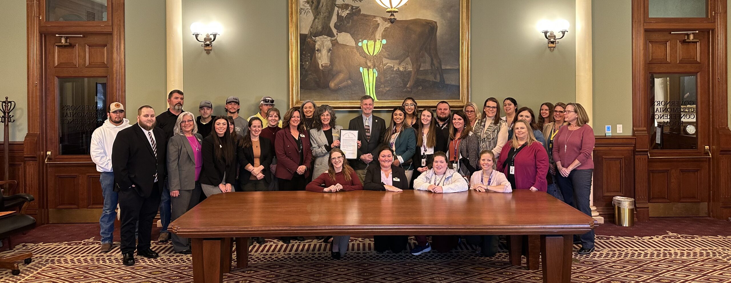 The Wyoming Apprenticeship team along with others at the proclamation with Governor Gordon